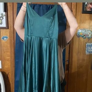 Elegant Green Satin Gown